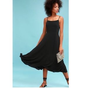 Lulus, NEW WITH TAGS, Going Coastal, black midi dress!